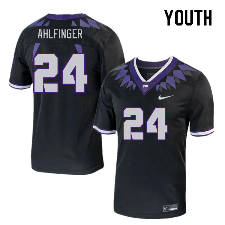 Youth #24 Brant Ahlfinger TCU Horned Frogs 2023 College Footbal Jerseys Stitched-Black - Click Image to Close